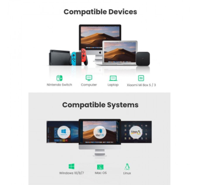 Ugreen Перехідник USB 3.0 to Ethernet RJ45 1000 Mb CR111 Black Ugreen (20256)