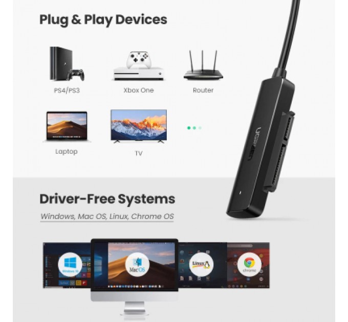 Ugreen Перехідник USB 3.0 Type-А to SATA III (F) CM321 Ugreen (70609)