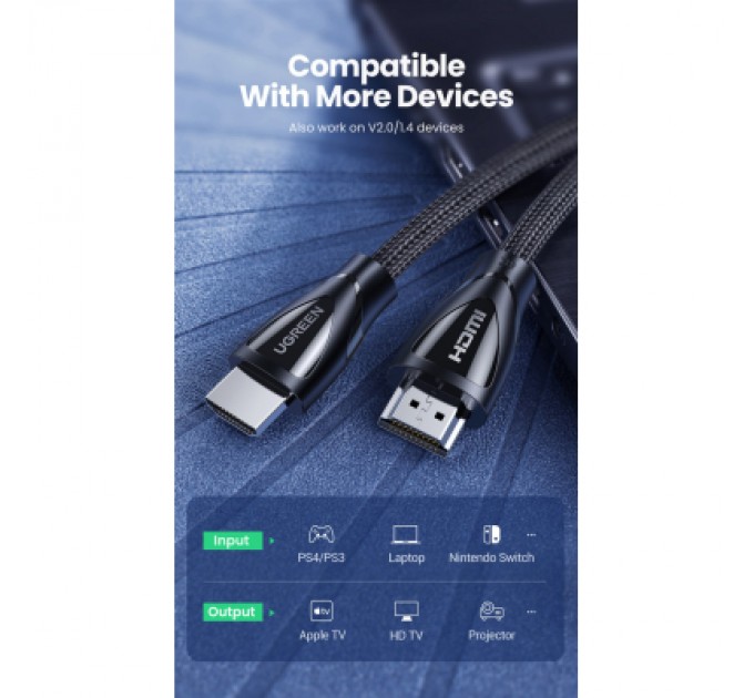 Ugreen Кабель мультимедійний HDMI to HDMI 1.0m V2.1 HD140 Ugreen (80401)