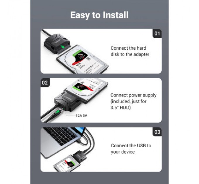 Ugreen Перехідник USB 3.0 Type-А to SATA III (F) CR108 Ugreen (20611)