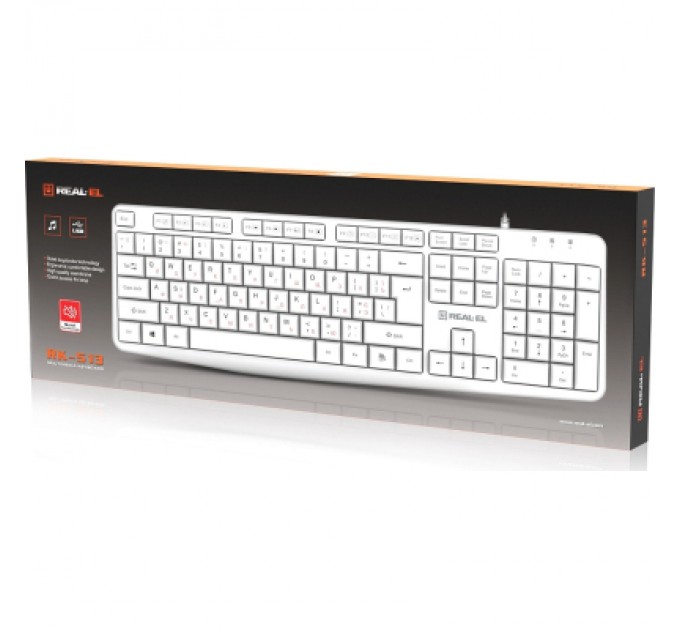 REAL-EL Клавіатура REAL-EL RK-513 USB White (EL123100047)