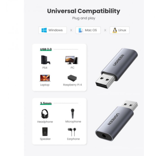 Ugreen Звукова плата Ugreen CM383 gray (80864)