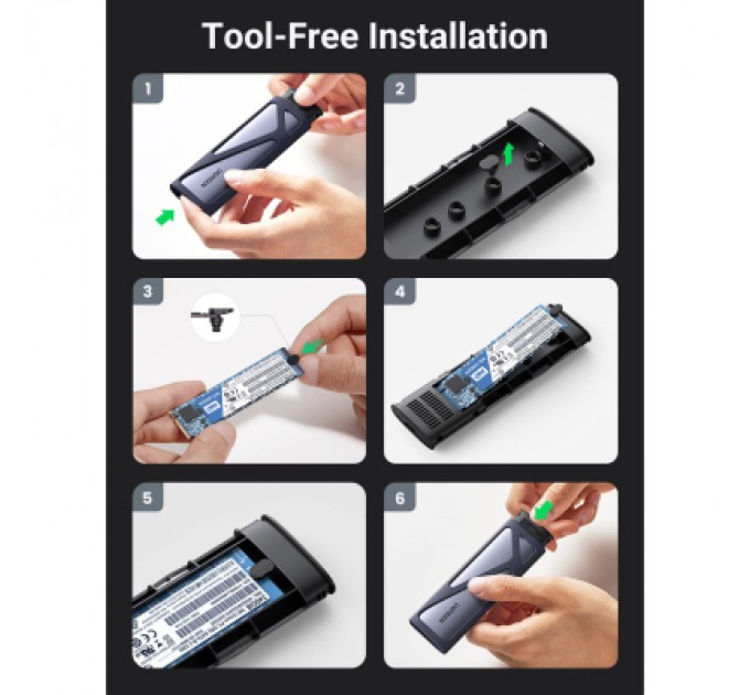 Ugreen Кишеня зовнішня Ugreen SSD M.2 (NVME) M-KEY UGREEN 3.2 GEN2 CM400 gray (90264)