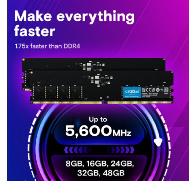 Micron Модуль пам'яті для комп'ютера DDR5 32GB 5600 MHz Micron (CT32G56C46U5T)