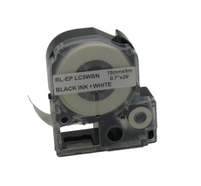 UKRMARK Стрічка для принтера етикеток UKRMARK RL-E-C5WBN-BK/WT, аналог LC5WBN. 18 мм х 8 м (900265)