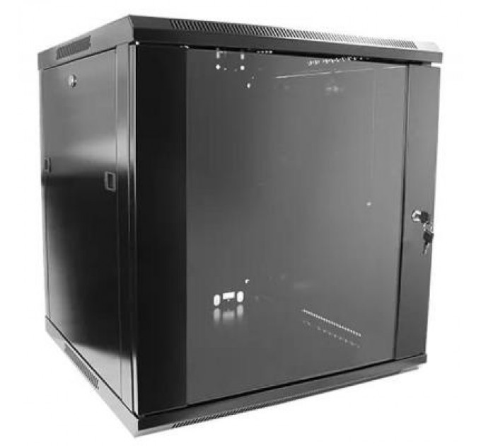 Hypernet Шафа настінна Hypernet 12U 19" 600x450, glass door, black (WMNC-12U-FLAT-BLACK)