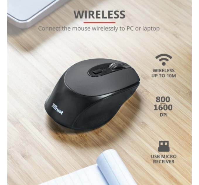 Trust Мишка Trust Zaya Rechargeable Wireless Black (23809)
