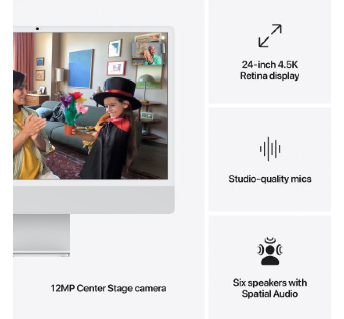 Apple Комп'ютер Apple 24" iMac Retina 4.5K / Apple M4 (10-c/CPU, 10-c/GPU), 16, 256, Silver (MWUU3UA/A)