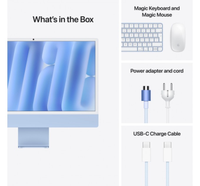 Apple Комп'ютер Apple 24" iMac Retina 4.5K / Apple M4 (8-c/CPU, 8-c/GPU), 16, 256, Blue (MWUF3UA/A)