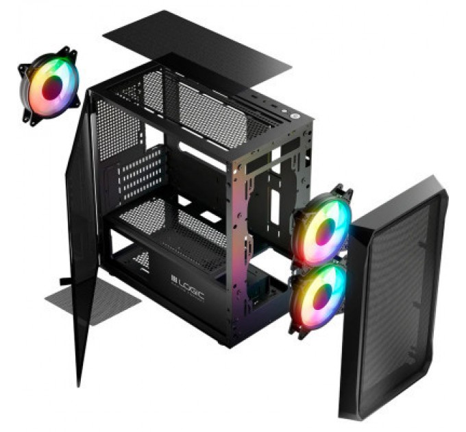 Logic concept Корпус Logic concept PORTOS MESH+GLASS ARGB fans 3x120mm BLACK (AM-PORTOS-10-0000000-0002)