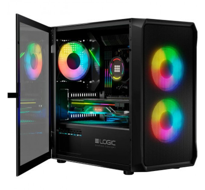 Logic concept Корпус Logic concept PORTOS MESH+GLASS ARGB fans 3x120mm BLACK (AM-PORTOS-10-0000000-0002)
