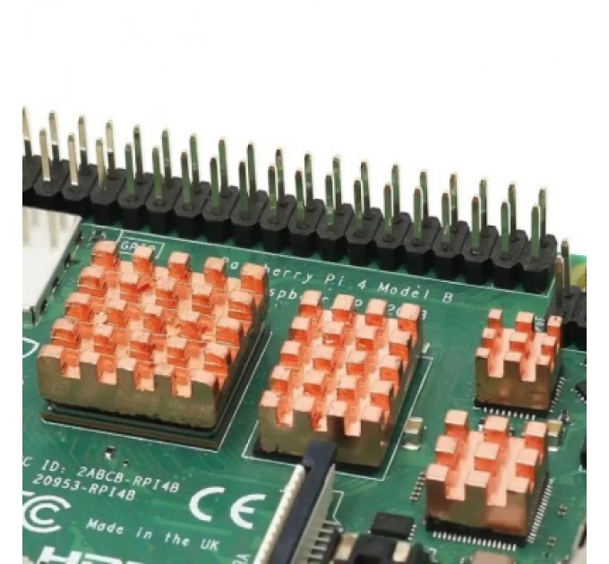 Raspberry Pi Додаткове обладнання до промислового ПК Raspberry Pi Комплект радіаторів для Raspberry Pi 4, мідь, 4 шт (105170) (105170)