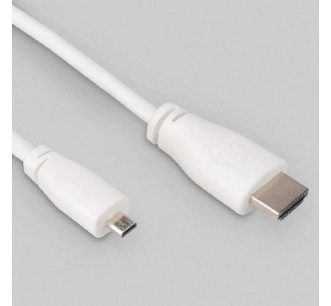 Raspberry Pi Додаткове обладнання до промислового ПК Raspberry Pi Кабель microHDMI-HDMI для Raspberry Pi 1м офіційний білий (SC0358)