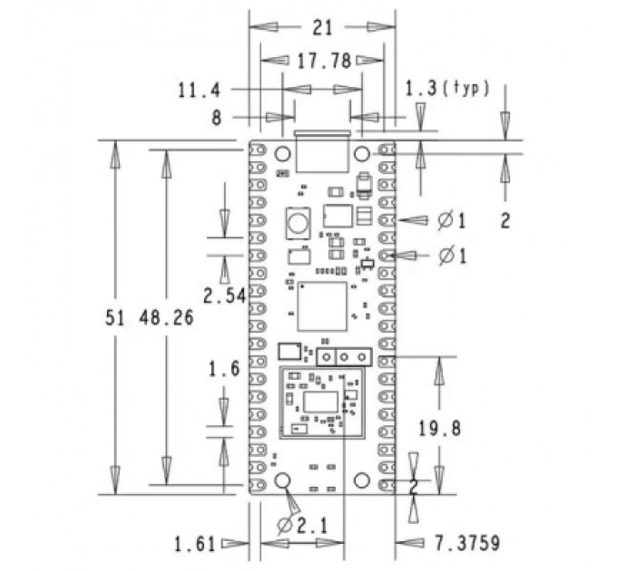 Raspberry Pi Додаткове обладнання до промислового ПК Raspberry Pi Мікроконтролер Raspberry Pi Pico W (SC0918) (SC0918)