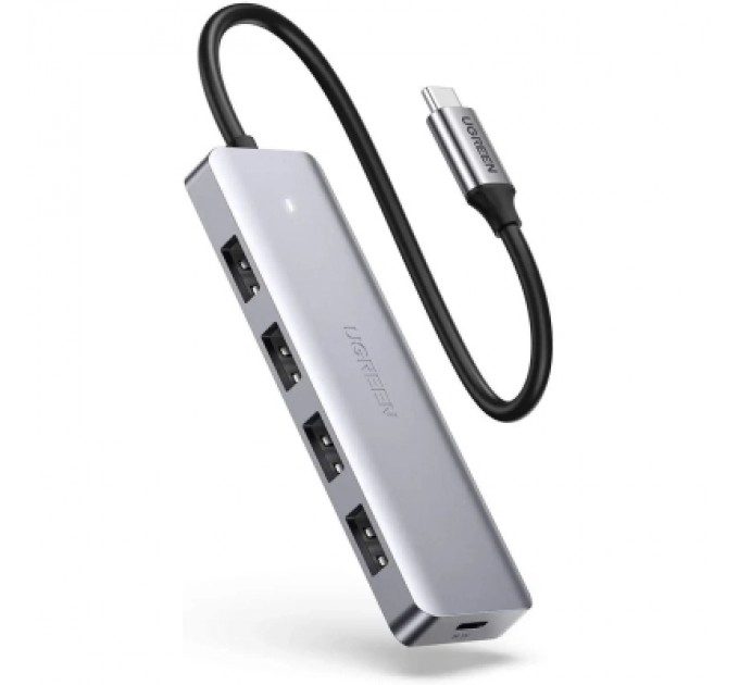 Ugreen Концентратор Ugreen CM219 HUB Type-C to 4xUSB with USB-C Power Port (Gray) (70336)