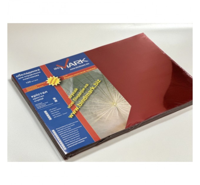 bindMARK Обкладинка для палітурки bindMARK пл. Кристал А3, 180мкн (100 шт.) ПВХ, червоні (40034)