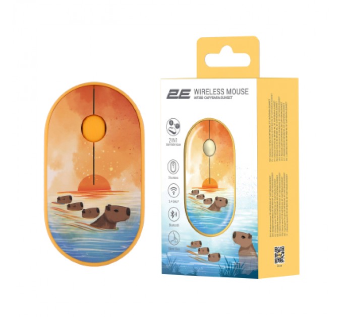 2E Мишка 2E MF300 CAPYBARASUNSET Silent Wireless/Bluetooth Yellow (2E-MF300WCAPIBARAYW)