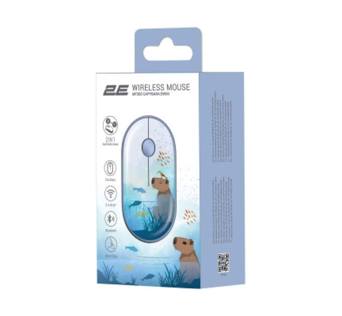 2E Мишка 2E MF300 CAPYBARASWIM Silent Wireless/Bluetooth Blue (2E-MF300WCAPIBARABL)