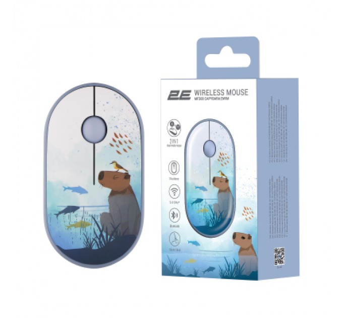 2E Мишка 2E MF300 CAPYBARASWIM Silent Wireless/Bluetooth Blue (2E-MF300WCAPIBARABL)