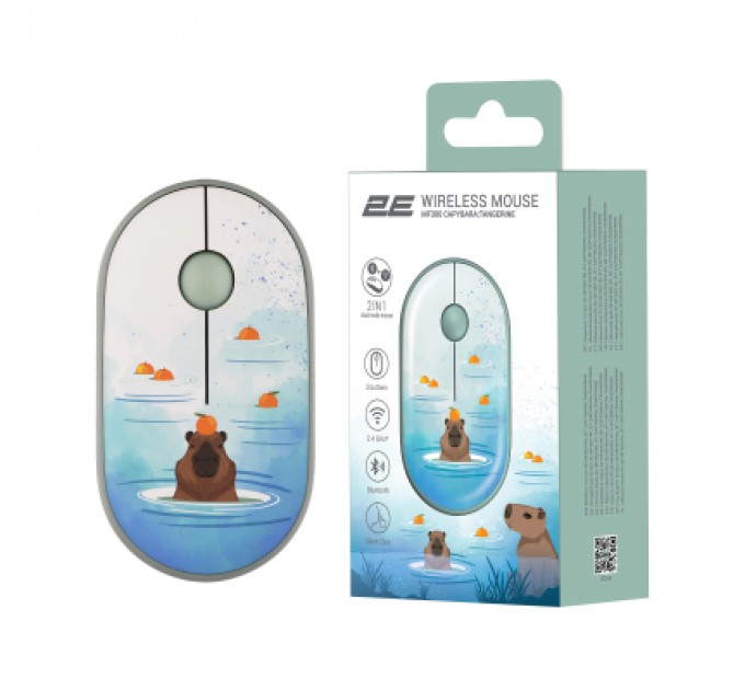 2E Мишка 2E MF300 CAPYBARATANGERINE Silent Wireless/Bluetooth Green (2E-MF300WCAPIBARAGN)