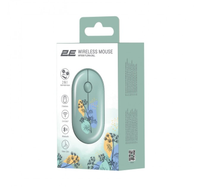2E Мишка 2E MF300 FLORADILL Silent Wireless/Bluetooth Green (2E-MF300WFLORAGN)