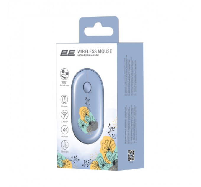 2E Мишка 2E MF300 FLORAMALLOW Silent Wireless/Bluetooth Blue (2E-MF300WFLORABL)