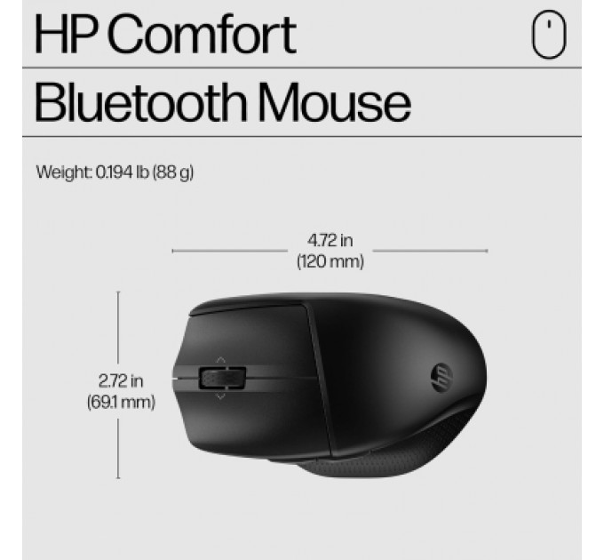 HP Мишка HP 480 Comfort Bluetooth Black (8T6M3AA)