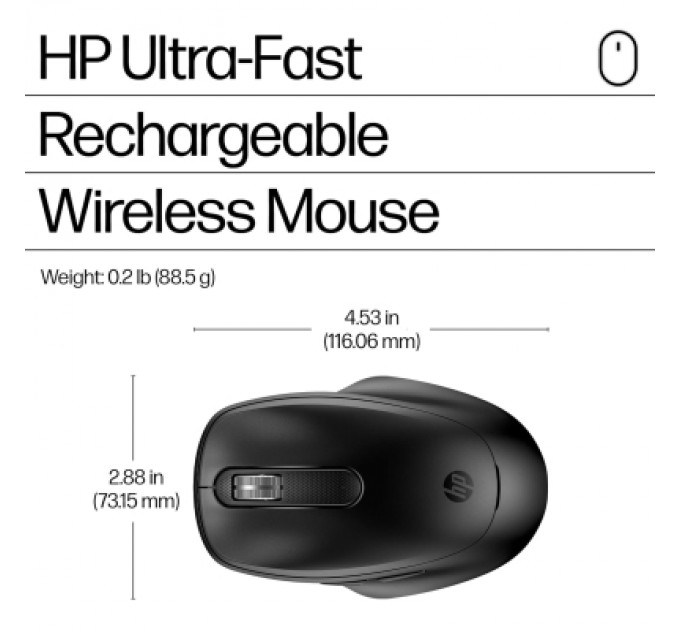 HP Мишка HP 510 Ultra-Fast Rechargeable Wireless Black (9C2F6AA)
