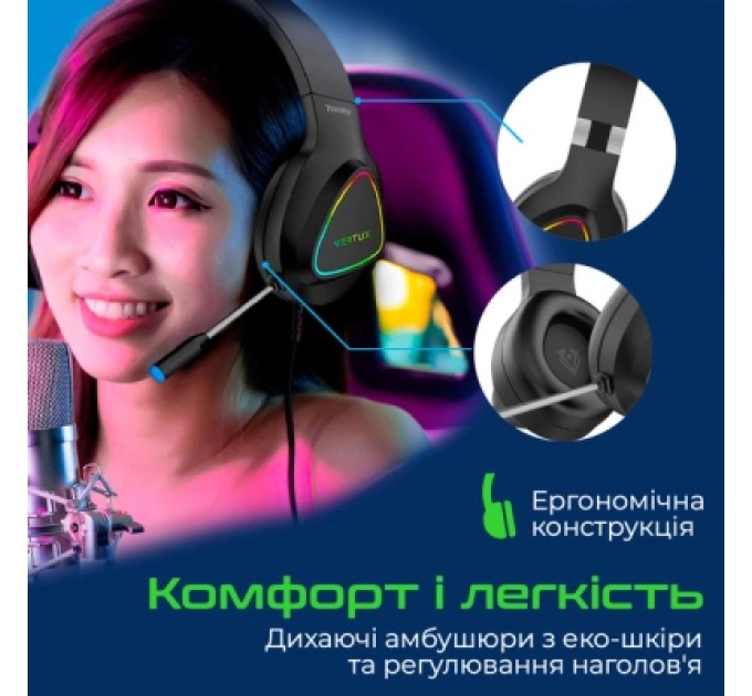 Vertux Навушники Vertux Trinity 7.1 Mini Jack 3.5мм Black (trinity.black)