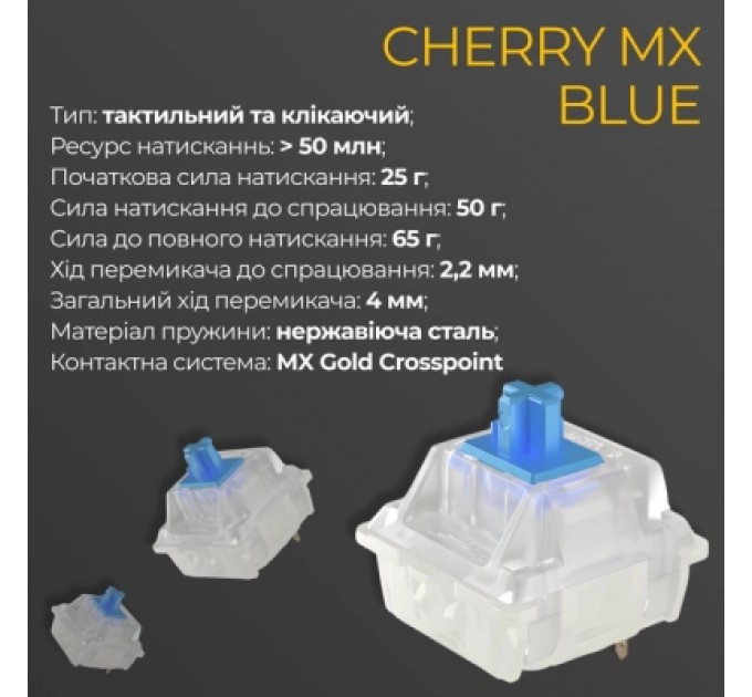 Ducky Клавіатура Ducky One 3 Cherry MX Blue RGB UA USB Black (DKON2108ST-CUAPXCLAWSC1)