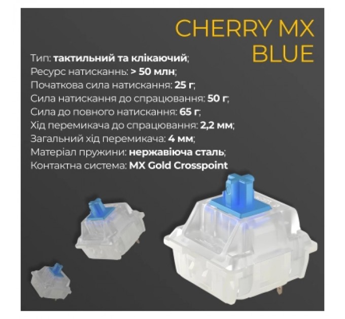 Ducky Клавіатура Ducky One 3 Cherry MX Blue RGB UA USB White (DKON2108ST-CUAPXPWWWSC1)