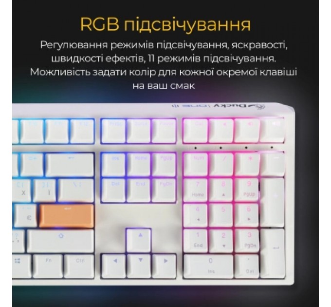 Ducky Клавіатура Ducky One 3 Cherry MX Red RGB UA USB White (DKON2108ST-RUAPXPWWWSC1)