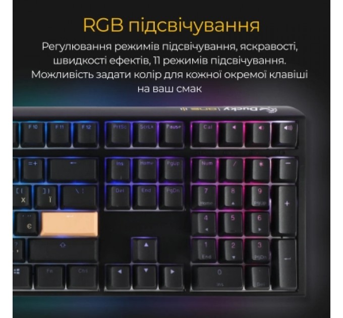 Ducky Клавіатура Ducky One 3 Cherry MX Silent Red RGB UA USB Black (DKON2108ST-SUAPXCLAWSC1)