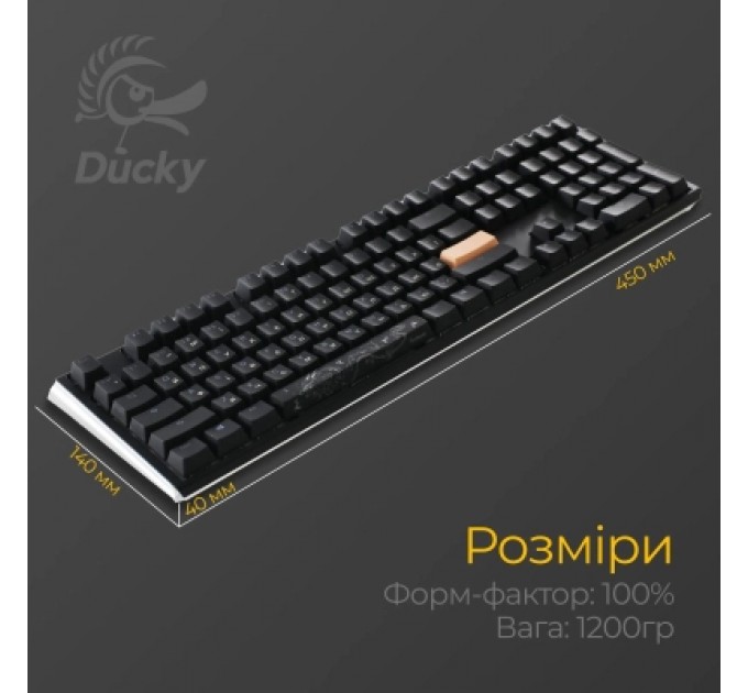 Ducky Клавіатура Ducky One 3 Cherry MX Silent Red RGB UA USB Black (DKON2108ST-SUAPXCLAWSC1)
