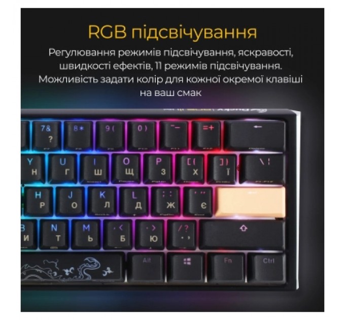 Ducky Клавіатура Ducky One 3 Mini Cherry MX Silent Red RGB UA USB Black (DKON2161ST-SUAPXCLAWSC1)