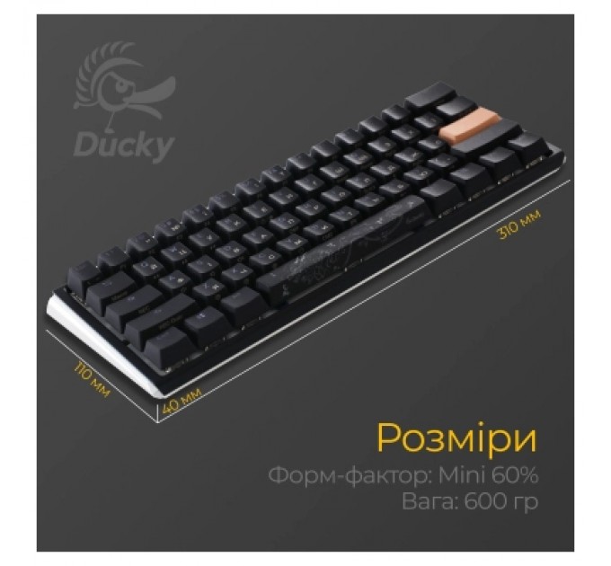 Ducky Клавіатура Ducky One 3 Mini Cherry MX Silent Red RGB UA USB Black (DKON2161ST-SUAPXCLAWSC1)