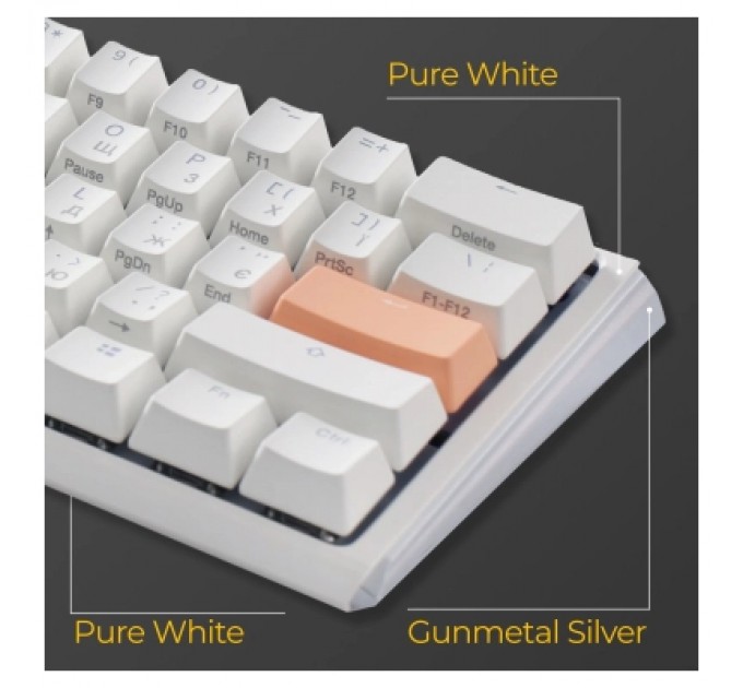 Ducky Клавіатура Ducky One 3 Mini Cherry MX Silent Red RGB UA USB White (DKON2161ST-SUAPXPWWWSC1)