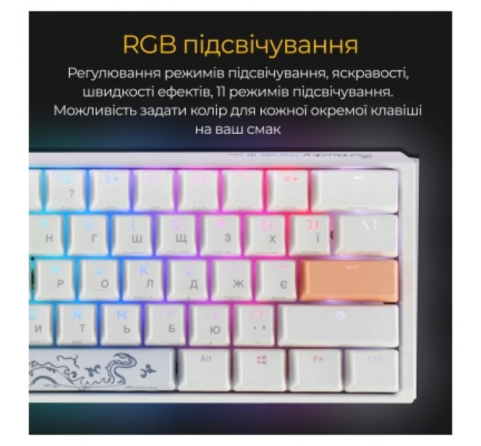 Ducky Клавіатура Ducky One 3 Mini Cherry MX Speed Silver RGB UA USB White (DKON2161ST-PUAPXPWWWSC1)