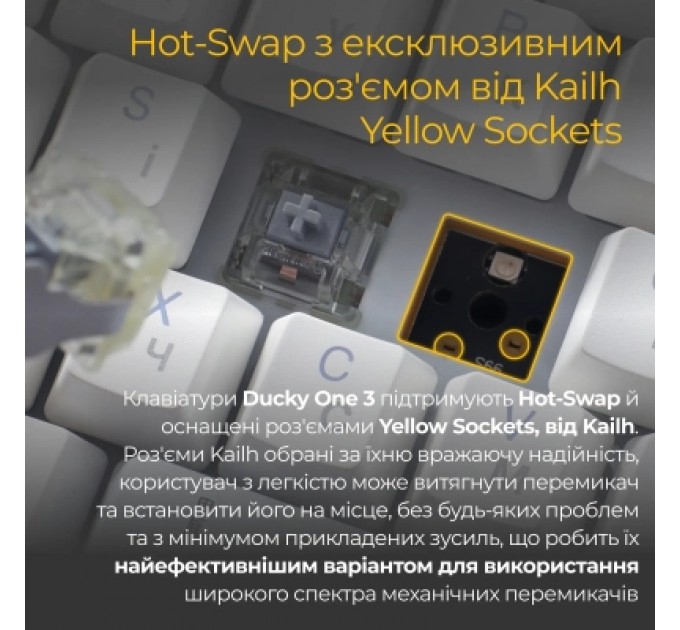 Ducky Клавіатура Ducky One 3 TKL Cherry MX Blue RGB UA USB White (DKON2187ST-CUAPXPWWWSC1)