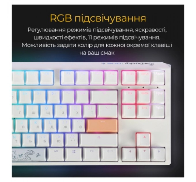 Ducky Клавіатура Ducky One 3 TKL Cherry MX Red RGB UA USB White (DKON2187ST-RUAPXPWWWSC1)
