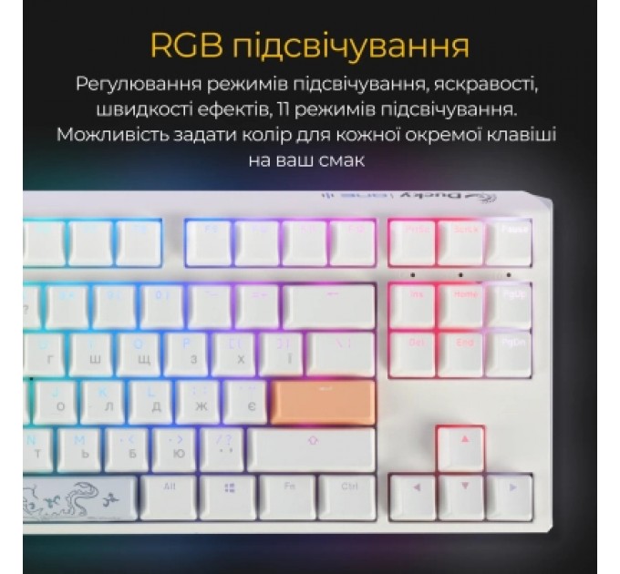 Ducky Клавіатура Ducky One 3 TKL Cherry MX Speed Silver RGB UA USB White (DKON2187ST-PUAPXPWWWSC1)