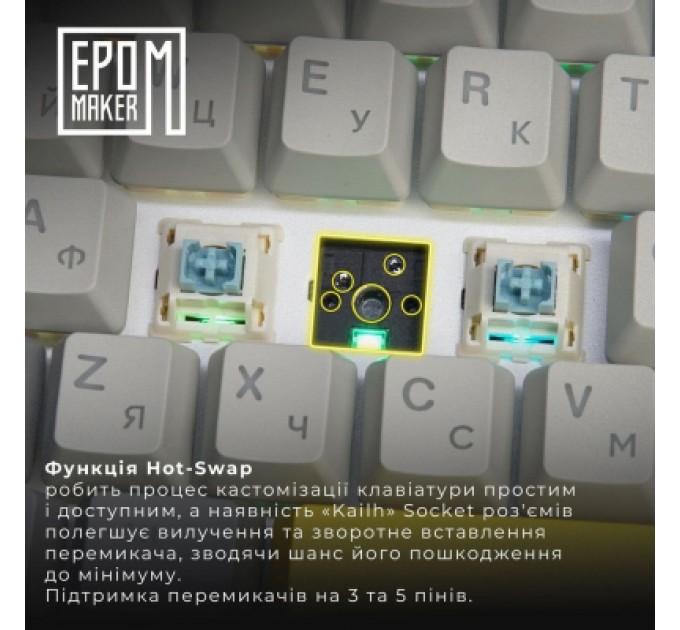 Epomaker Клавіатура Epomaker EK68 65 Budgerigar V2 Switch Hot-Swap RGB Wireless/Bluetooth/USB UA Black (EK68-B-BV2)