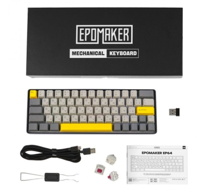 Epomaker Клавіатура Epomaker EP64 60 Mulan Switch Hot-Swap RGB Wireless/Bluetooth/USB UA Black (EP64-B-M)