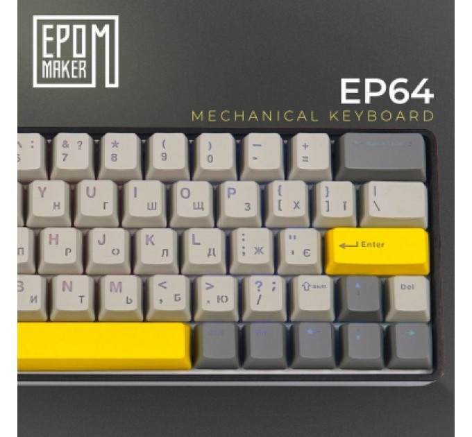 Epomaker Клавіатура Epomaker EP64 60 Mulan Switch Hot-Swap RGB Wireless/Bluetooth/USB UA Black (EP64-B-M)