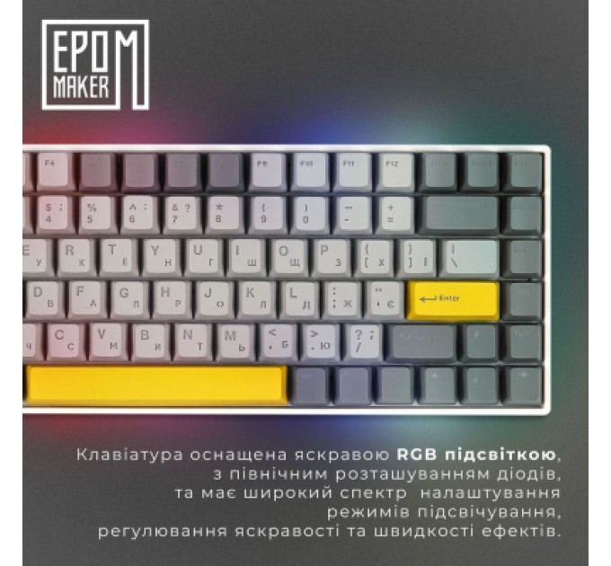 Epomaker Клавіатура Epomaker EP84 Plus 75 Wisteria Linear Switch Hot-Swap RGB Wireless/Bluetooth/USB UA White (EP84-W-WL)