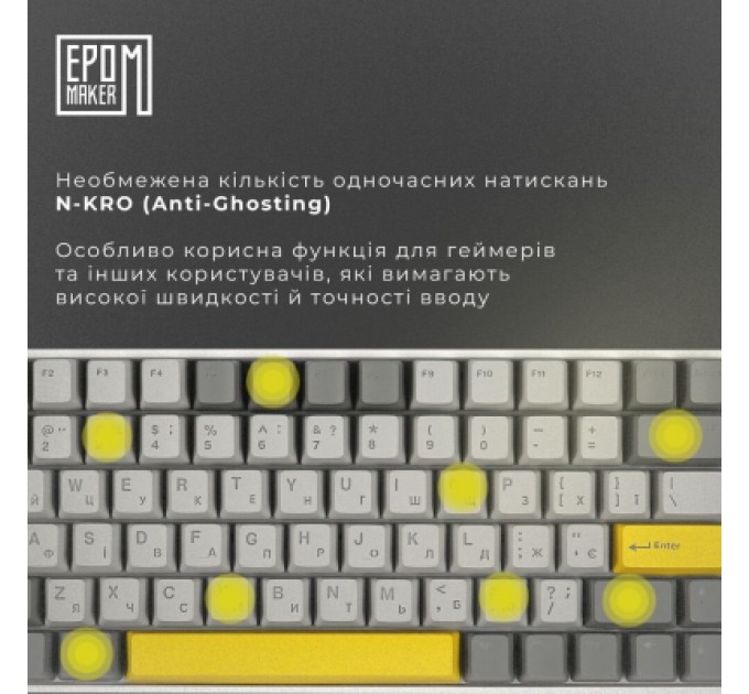 Epomaker Клавіатура Epomaker EP84 Plus 75 Wisteria Linear Switch Hot-Swap RGB Wireless/Bluetooth/USB UA White (EP84-W-WL)