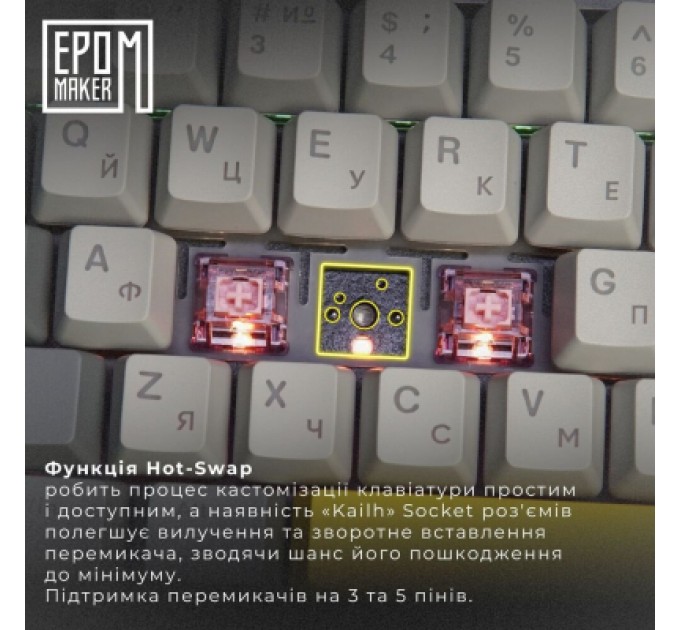 Epomaker Клавіатура Epomaker Shadow-X 70 Flamingo Switch Hot-Swap LCD Screen RGB Wireless/Bluetooth/USB UA Black (SHX-B-F)