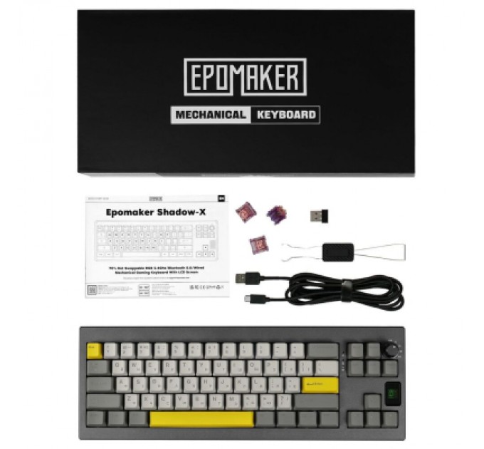 Epomaker Клавіатура Epomaker Shadow-X 70 Flamingo Switch Hot-Swap LCD Screen RGB Wireless/Bluetooth/USB UA Black (SHX-B-F)