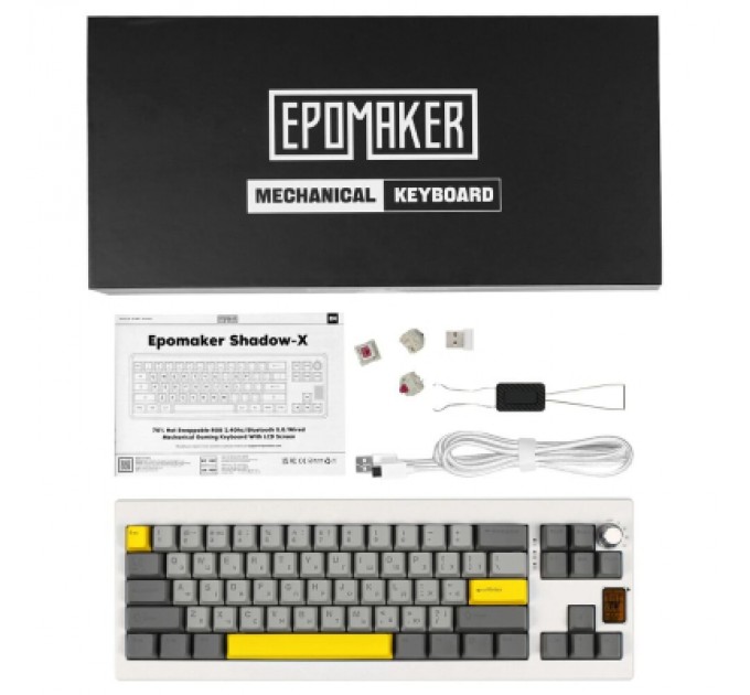 Epomaker Клавіатура Epomaker Shadow-X 70 Mulan Switch Hot-Swap LCD Screen RGB Wireless/Bluetooth/USB UA White (SHX-W-M)