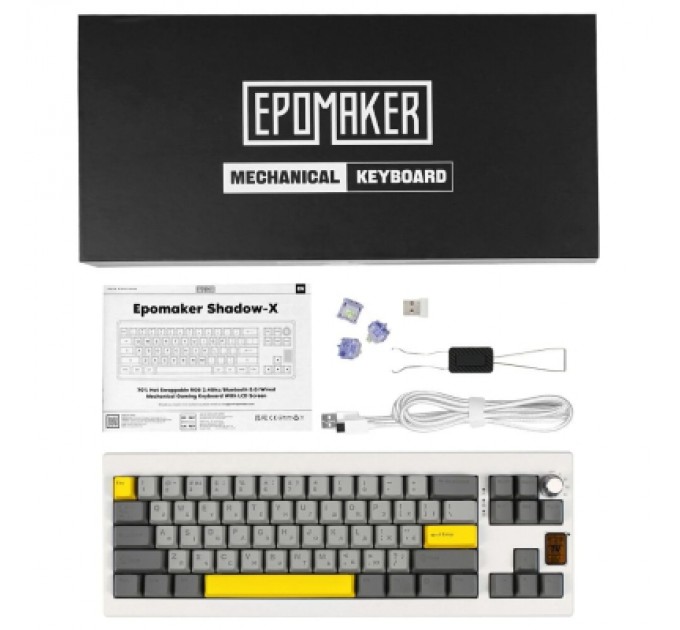 Epomaker Клавіатура Epomaker Shadow-X 70 Wisteria Linear Switch Hot-Swap LCD Screen RGB Wireless/Bluetooth/USB UA White (SHX-W-WL)